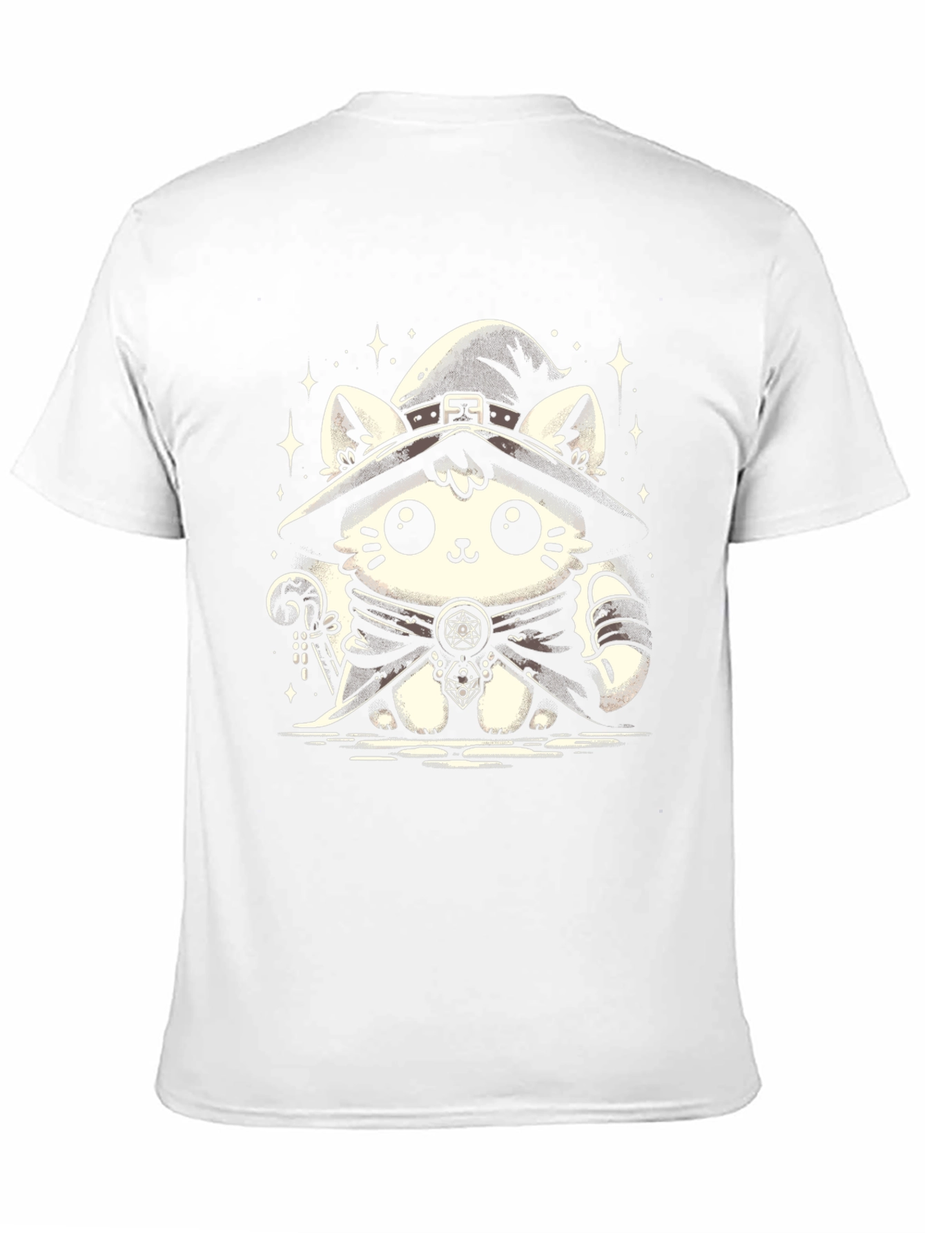 Witch Cat Graphic Tee - Black Cotton T-Shirt