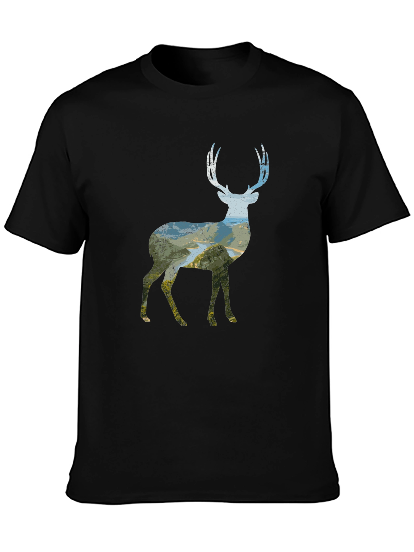 Nature Deer Graphic Tee - Unisex Black T-Shirt