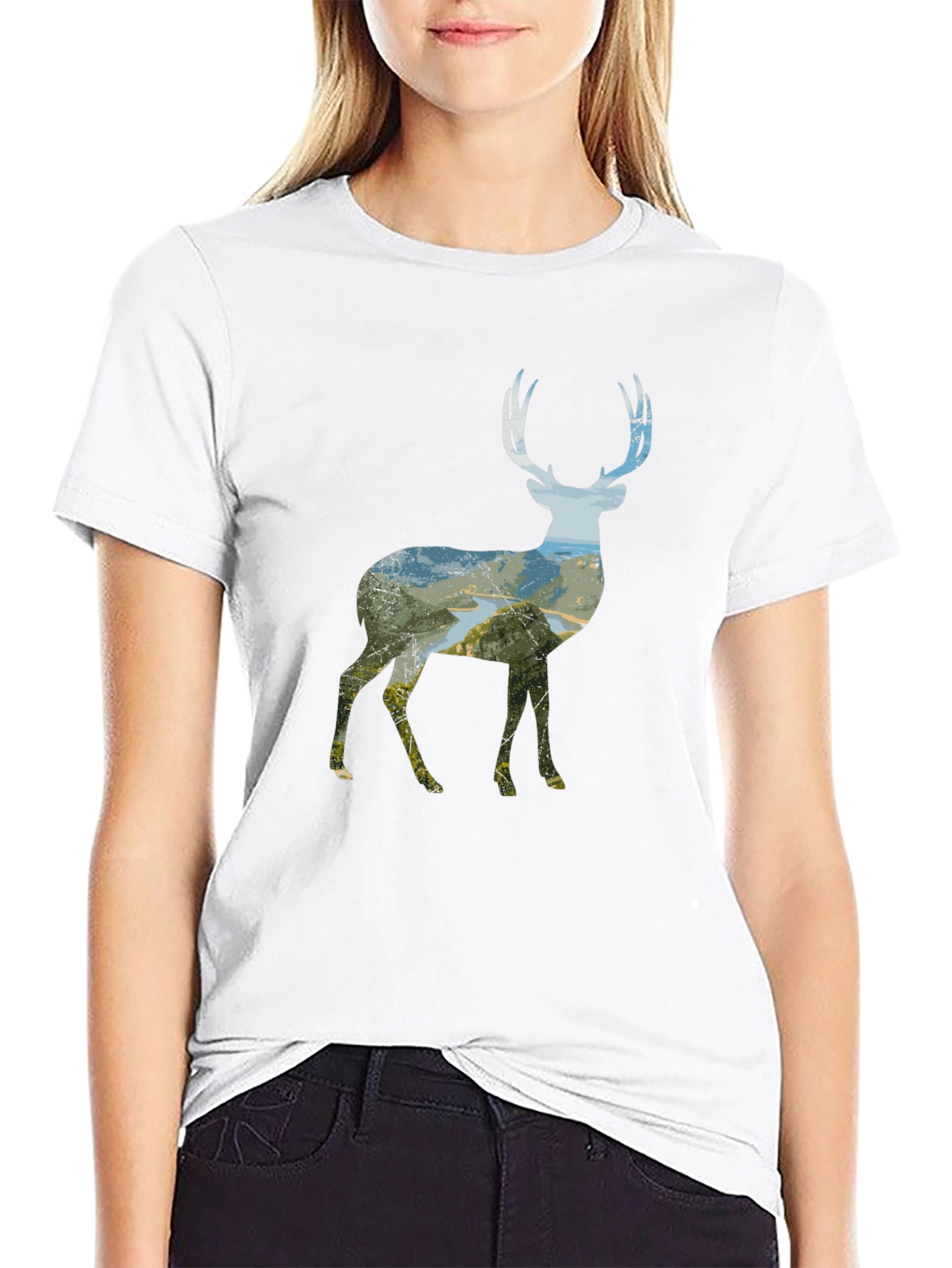Nature Deer Graphic Tee - Unisex Black T-Shirt