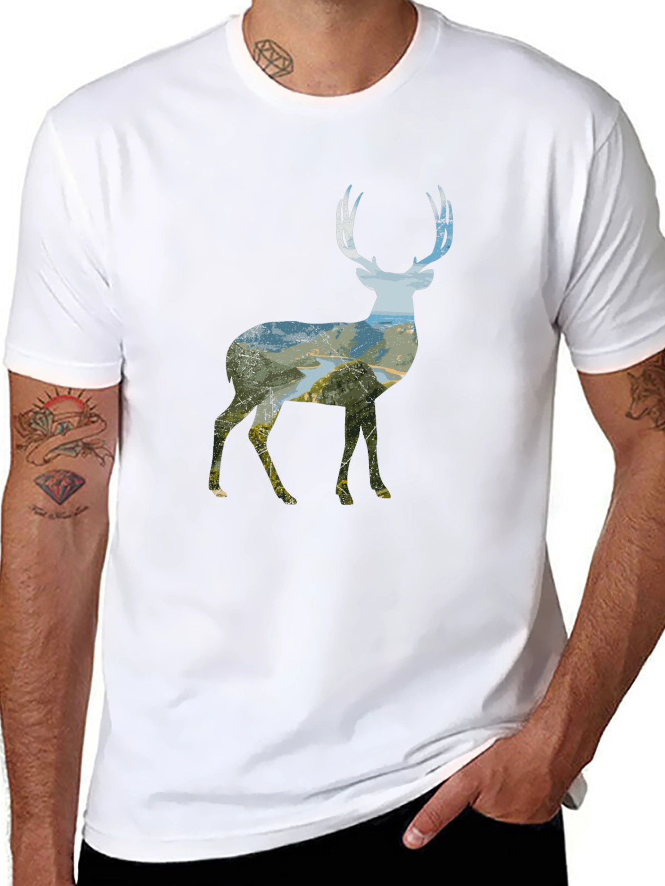 Nature Deer Graphic Tee - Unisex Black T-Shirt