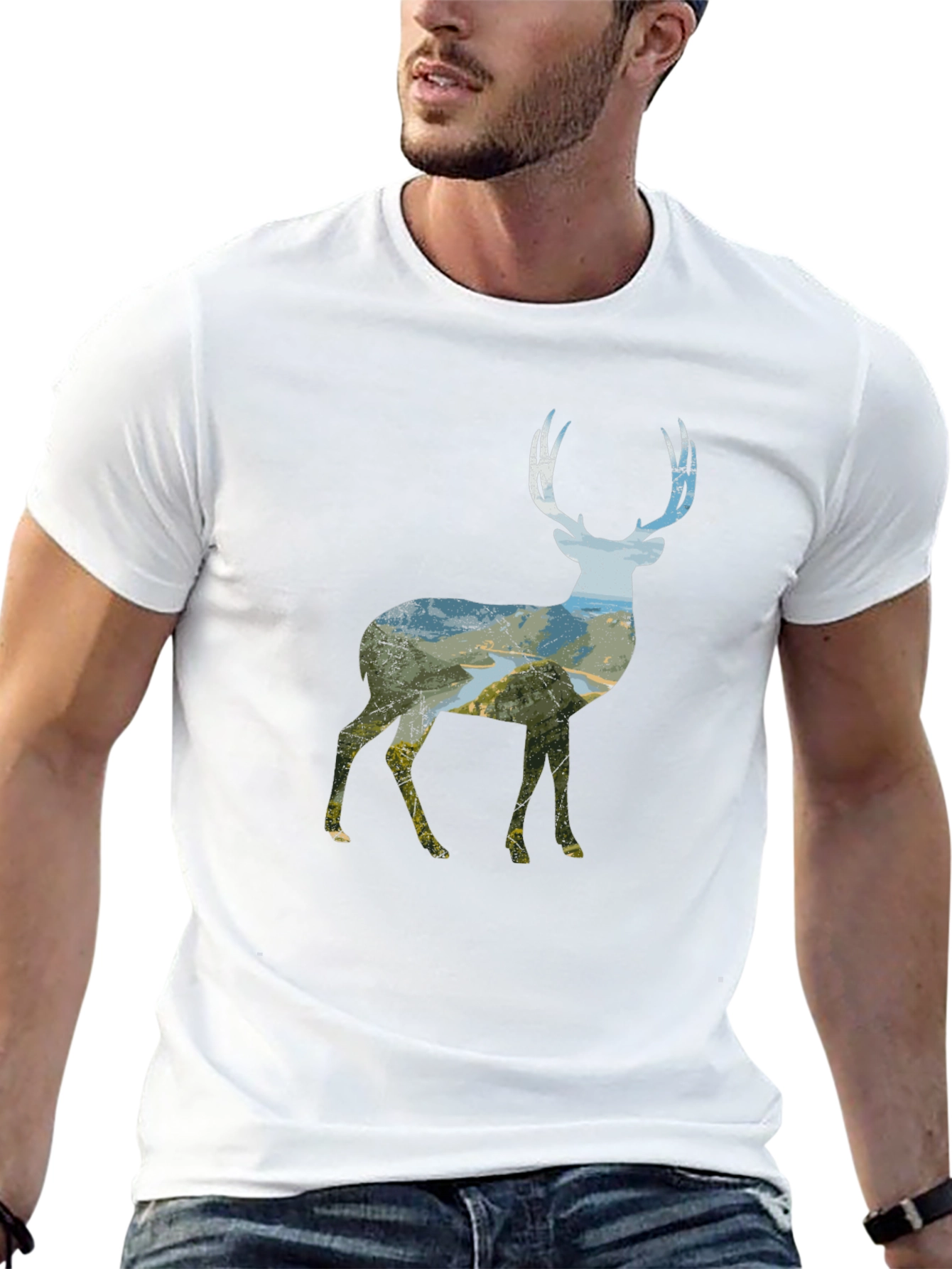 Nature Deer Graphic Tee - Unisex Black T-Shirt