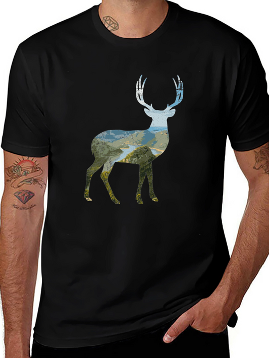 Nature Deer Graphic Tee - Unisex Black T-Shirt