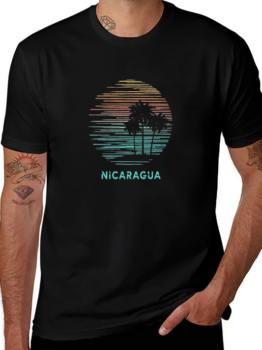 Nicaragua Palm Tree Sunset Graphic T-Shirt
