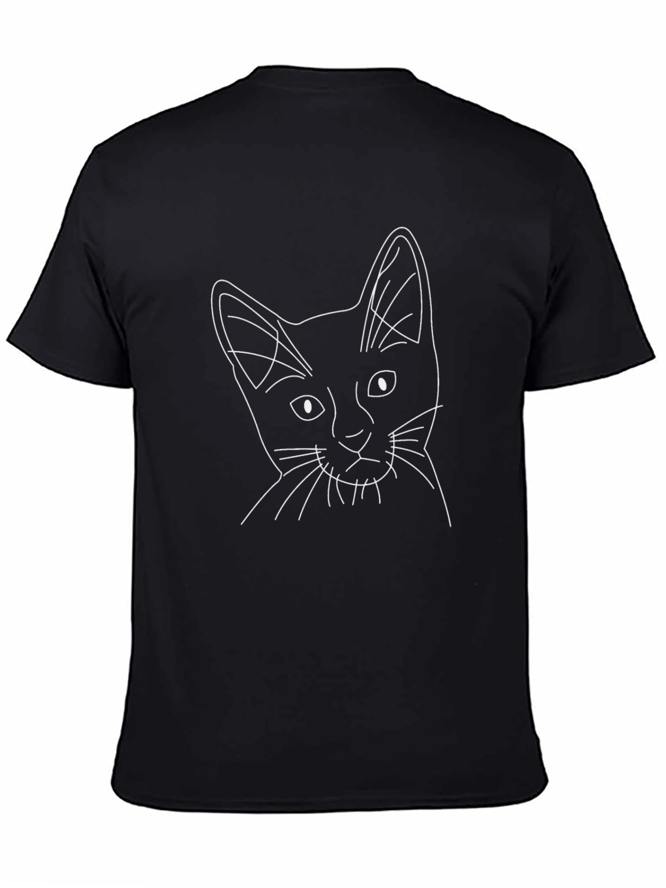 Minimalist Cat Sketch Black T-Shirt