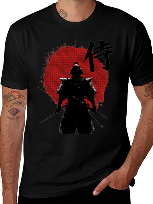 Samurai Graphic Print T-Shirt - Black