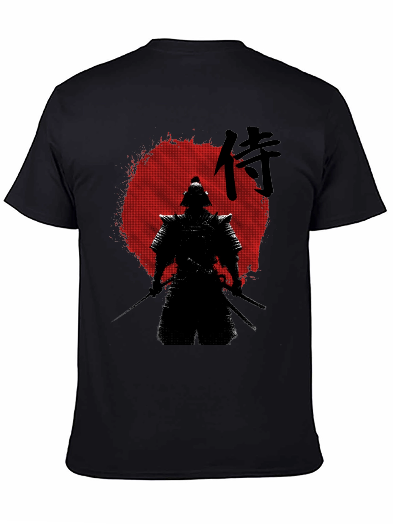 Samurai Graphic Print T-Shirt - Black
