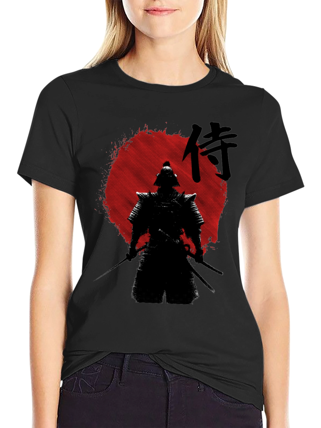 Samurai Graphic Print T-Shirt - Black