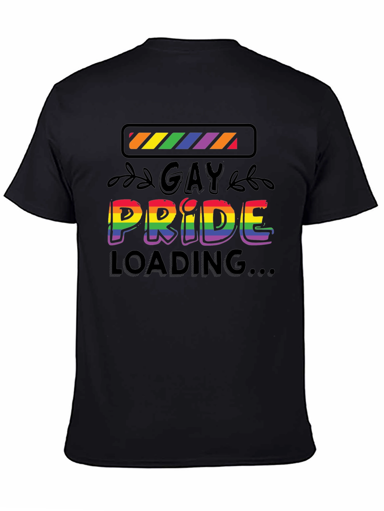 Gay Pride Loading T-Shirt - Black Cotton Blend Tee