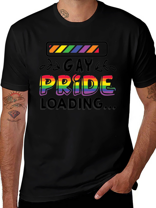 Gay Pride Loading T-Shirt - Black Cotton Blend Tee