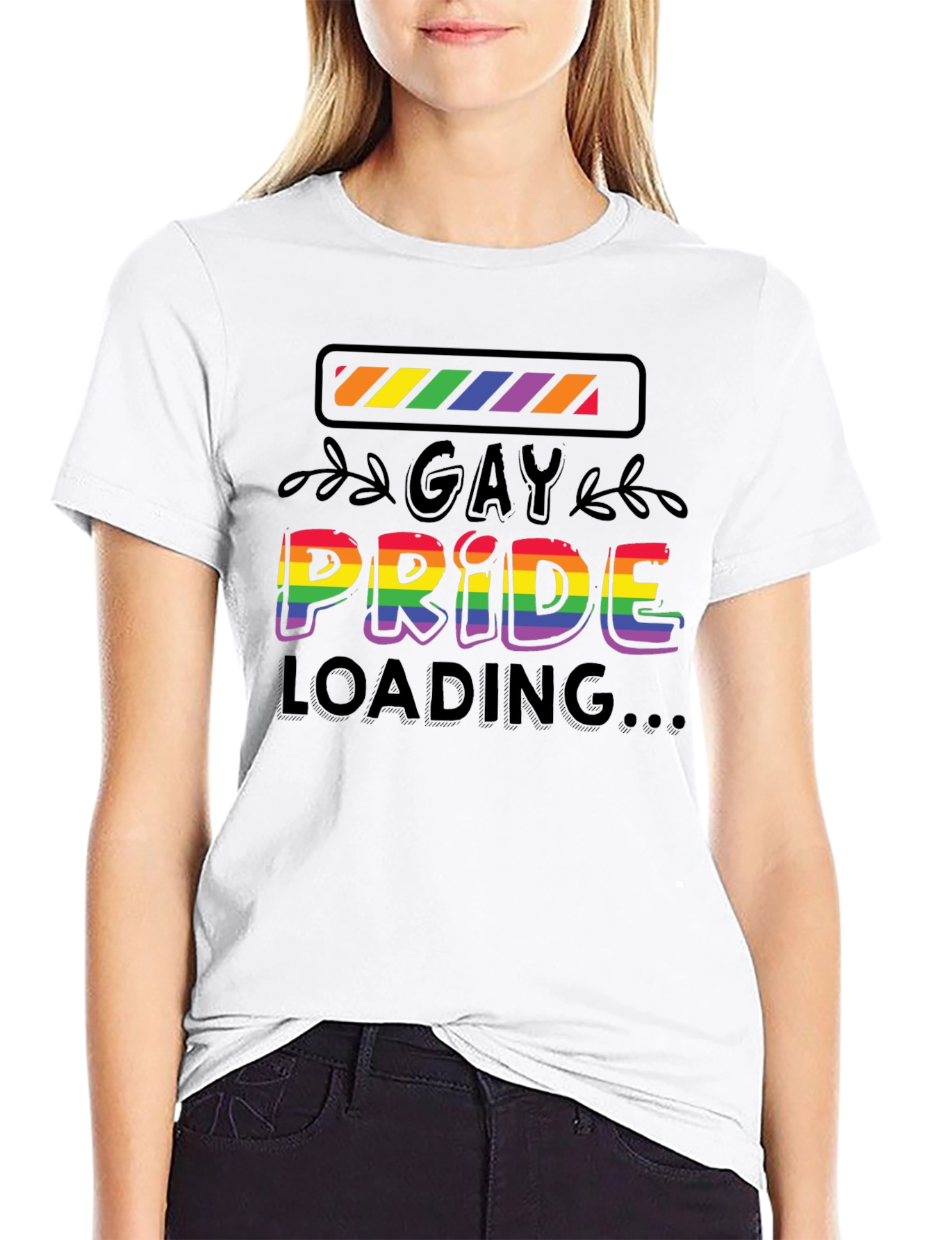 Gay Pride Loading T-Shirt - Black Cotton Blend Tee