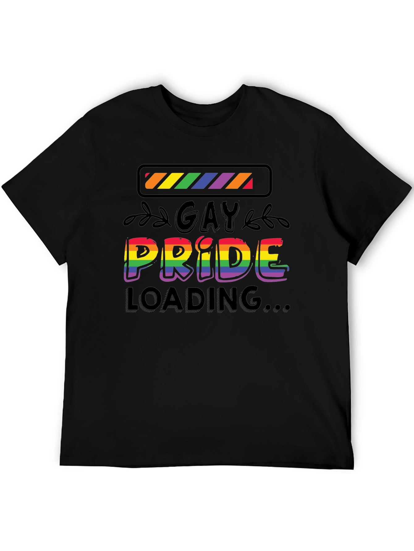 Gay Pride Loading T-Shirt - Black Cotton Blend Tee
