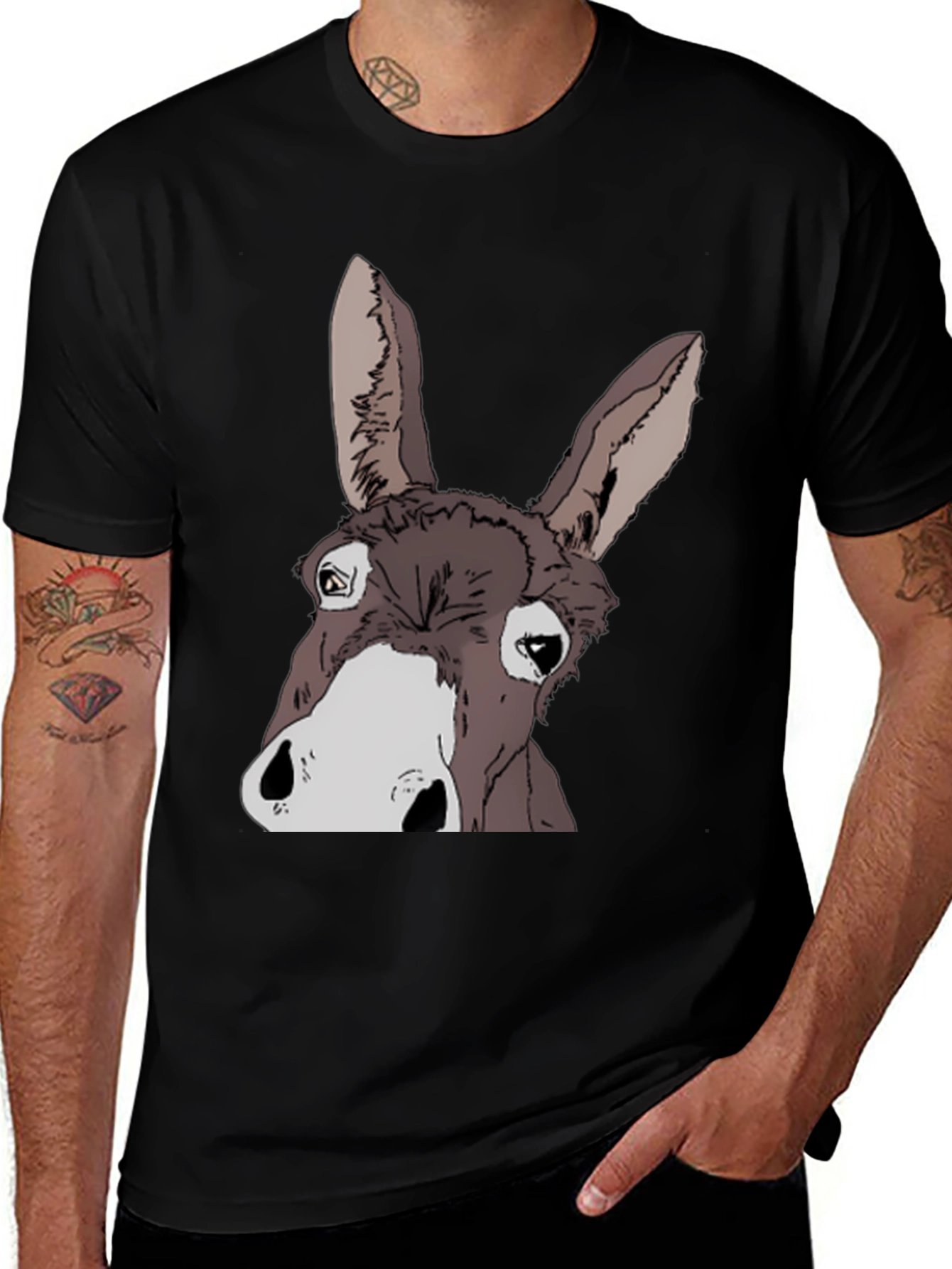 Funny Donkey Graphic T-Shirt - Black Cotton Tee
