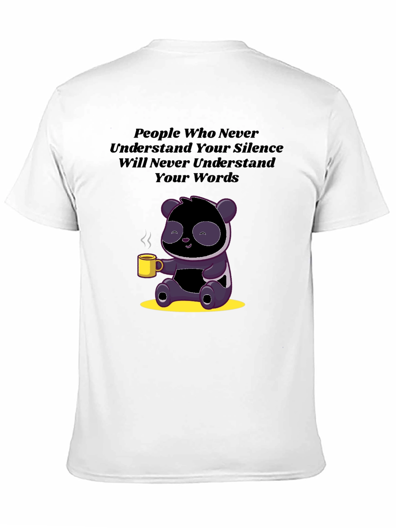 Silence & Words T-Shirt: Panda with Coffee