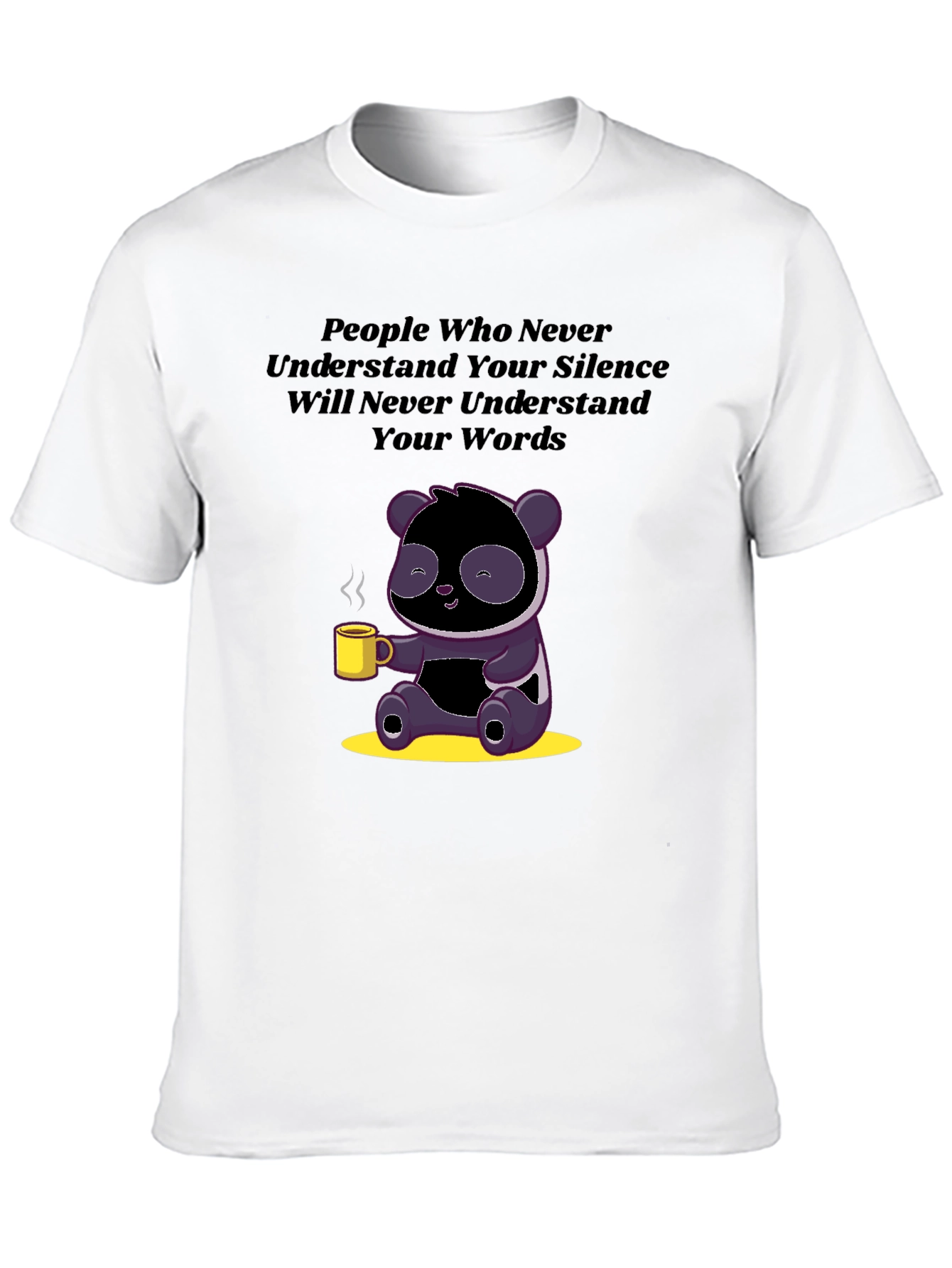 Silence & Words T-Shirt: Panda with Coffee