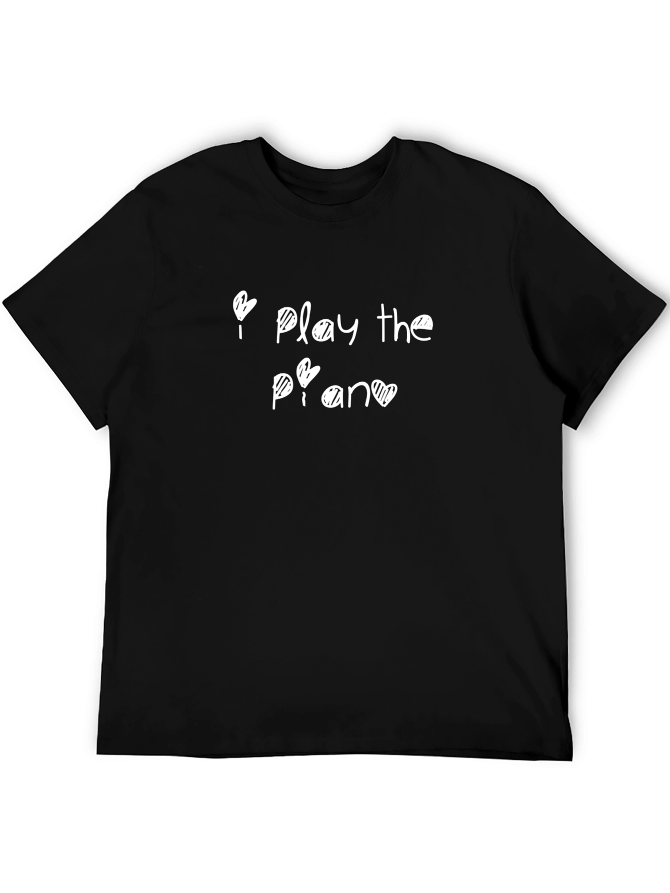 I Heart Play The Piano Black T-Shirt