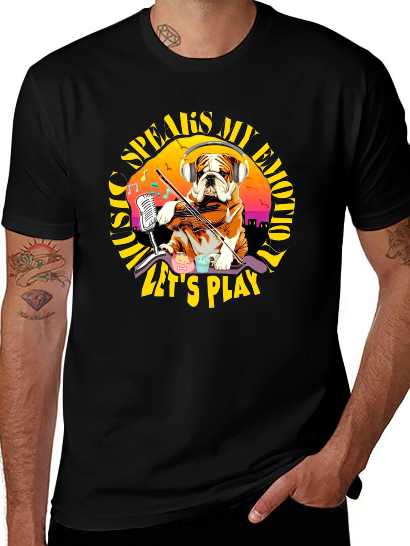 Music Speaks My Emotion Bulldog T-Shirt
