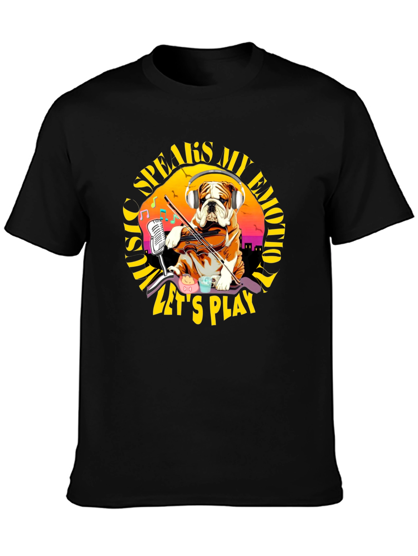 Music Speaks My Emotion Bulldog T-Shirt