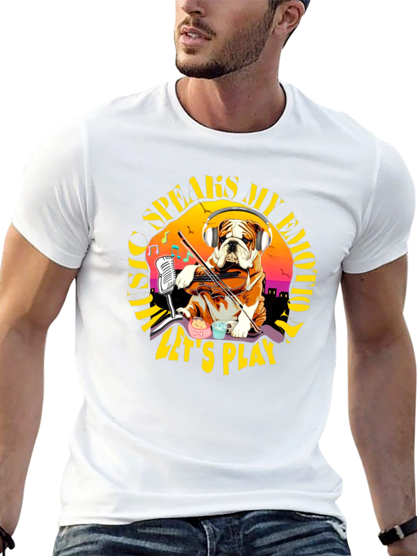 Music Speaks My Emotion Bulldog T-Shirt