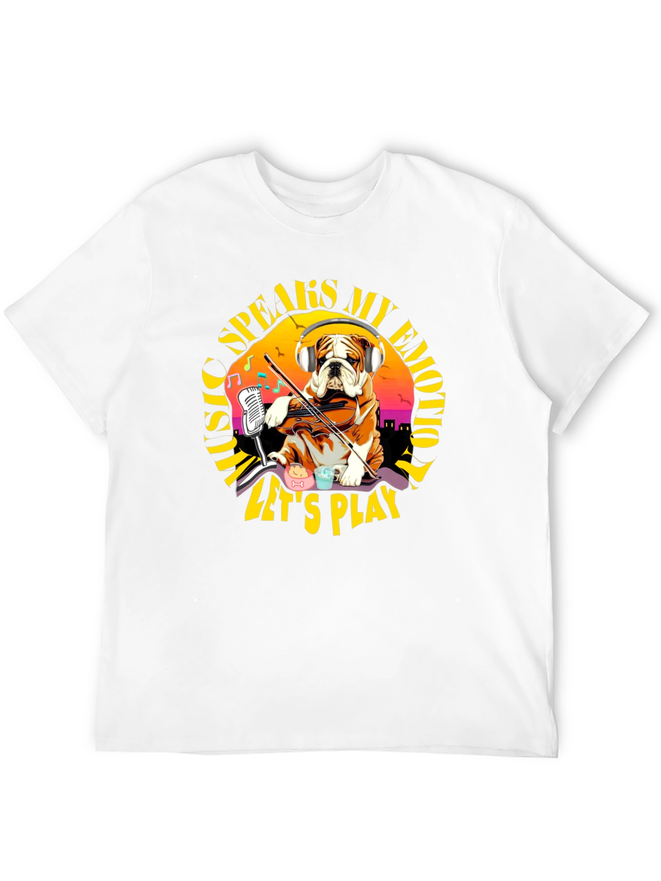 Music Speaks My Emotion Bulldog T-Shirt