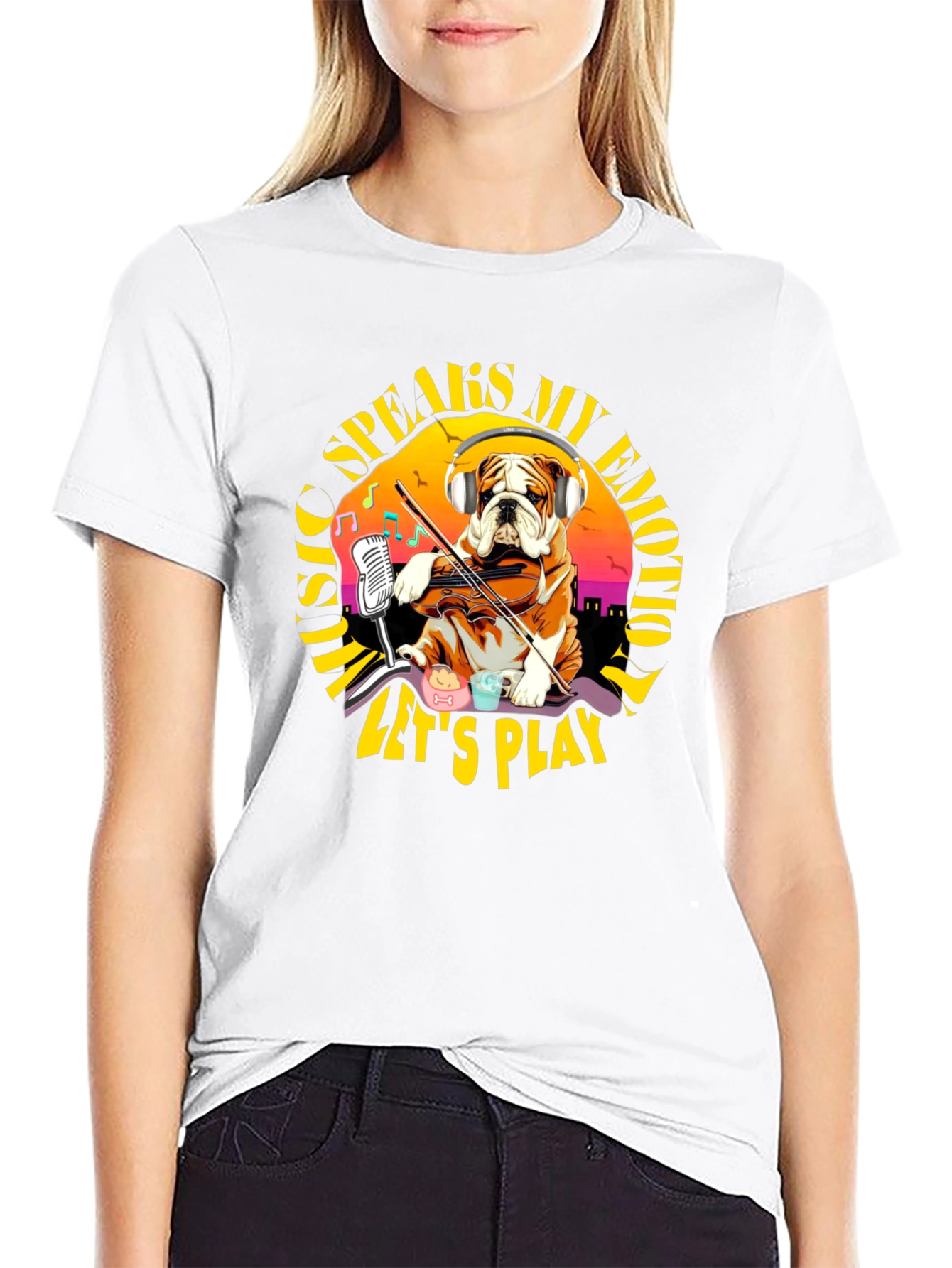 Music Speaks My Emotion Bulldog T-Shirt