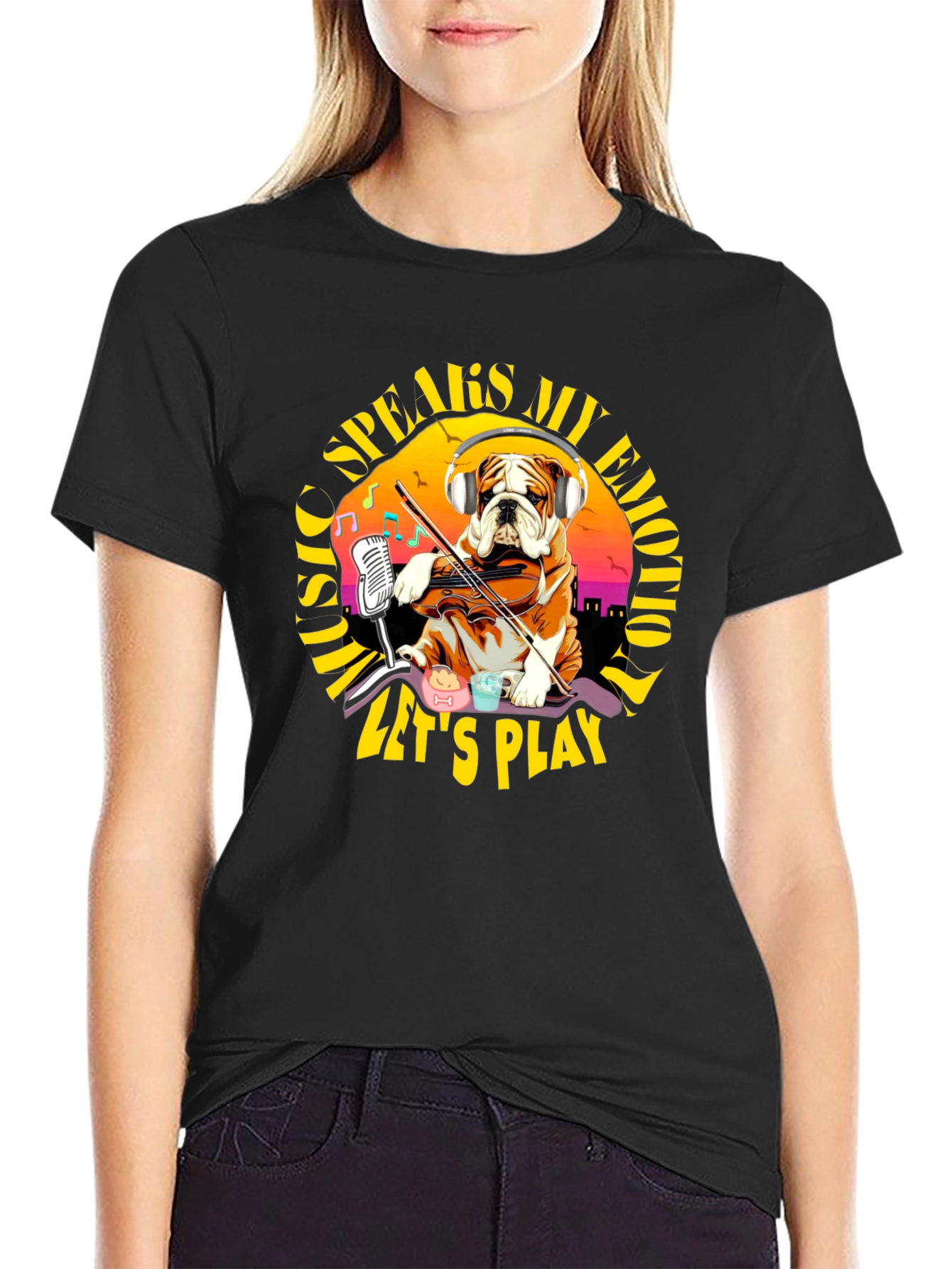 Music Speaks My Emotion Bulldog T-Shirt