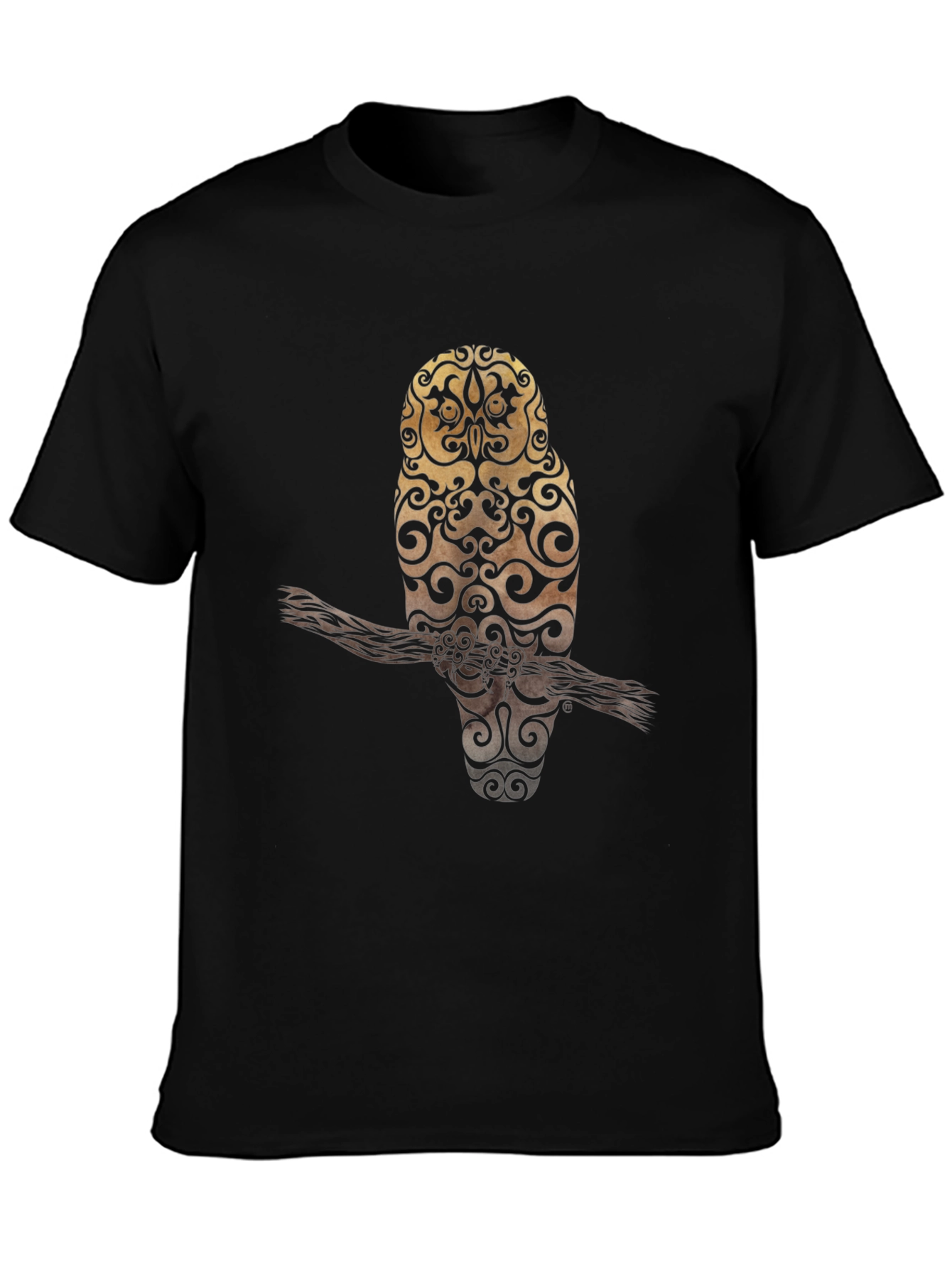 Owl Design Black T-Shirt
