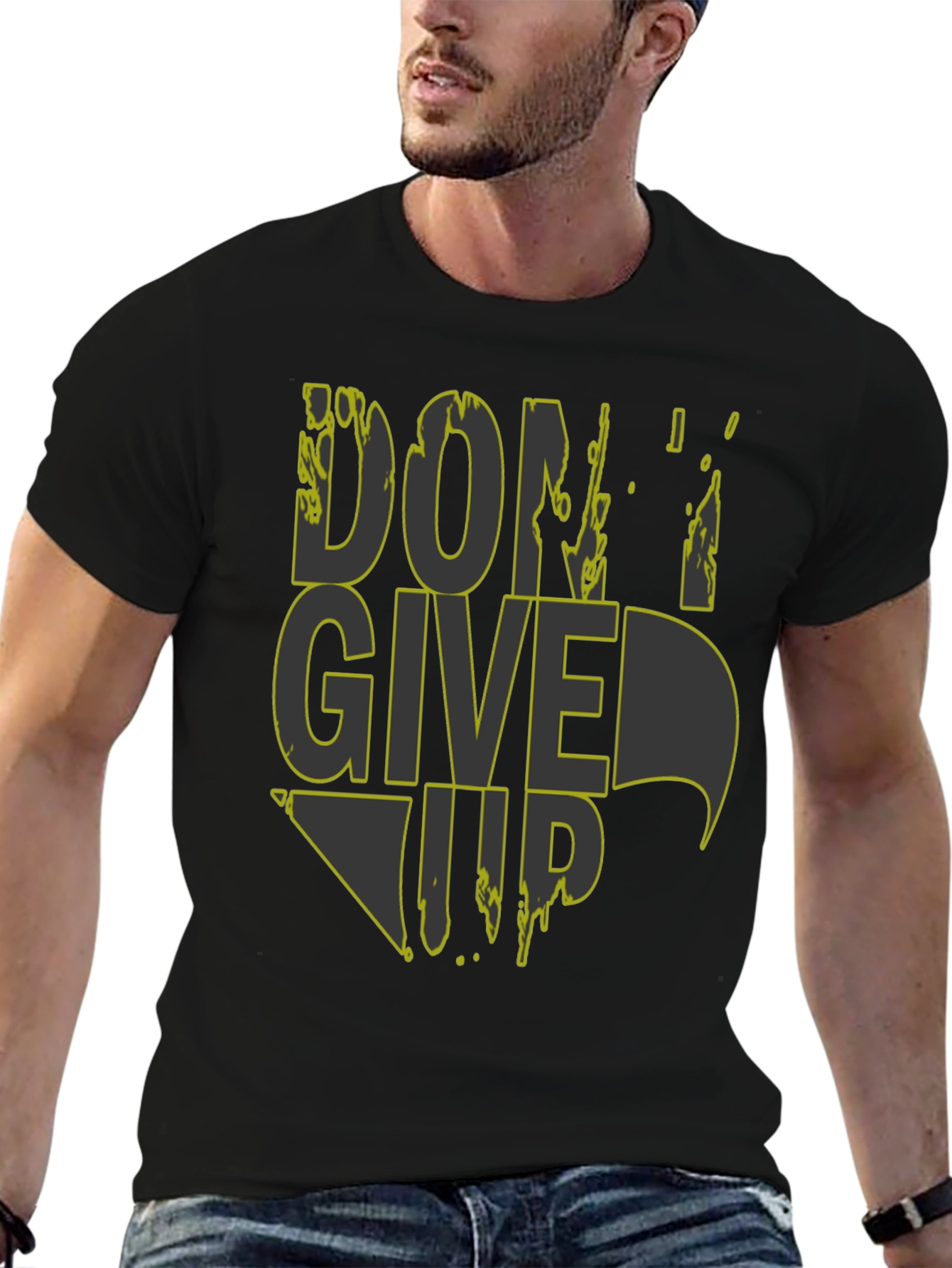 Dont Give Up Graphic Tee - Mens Black T-Shirt