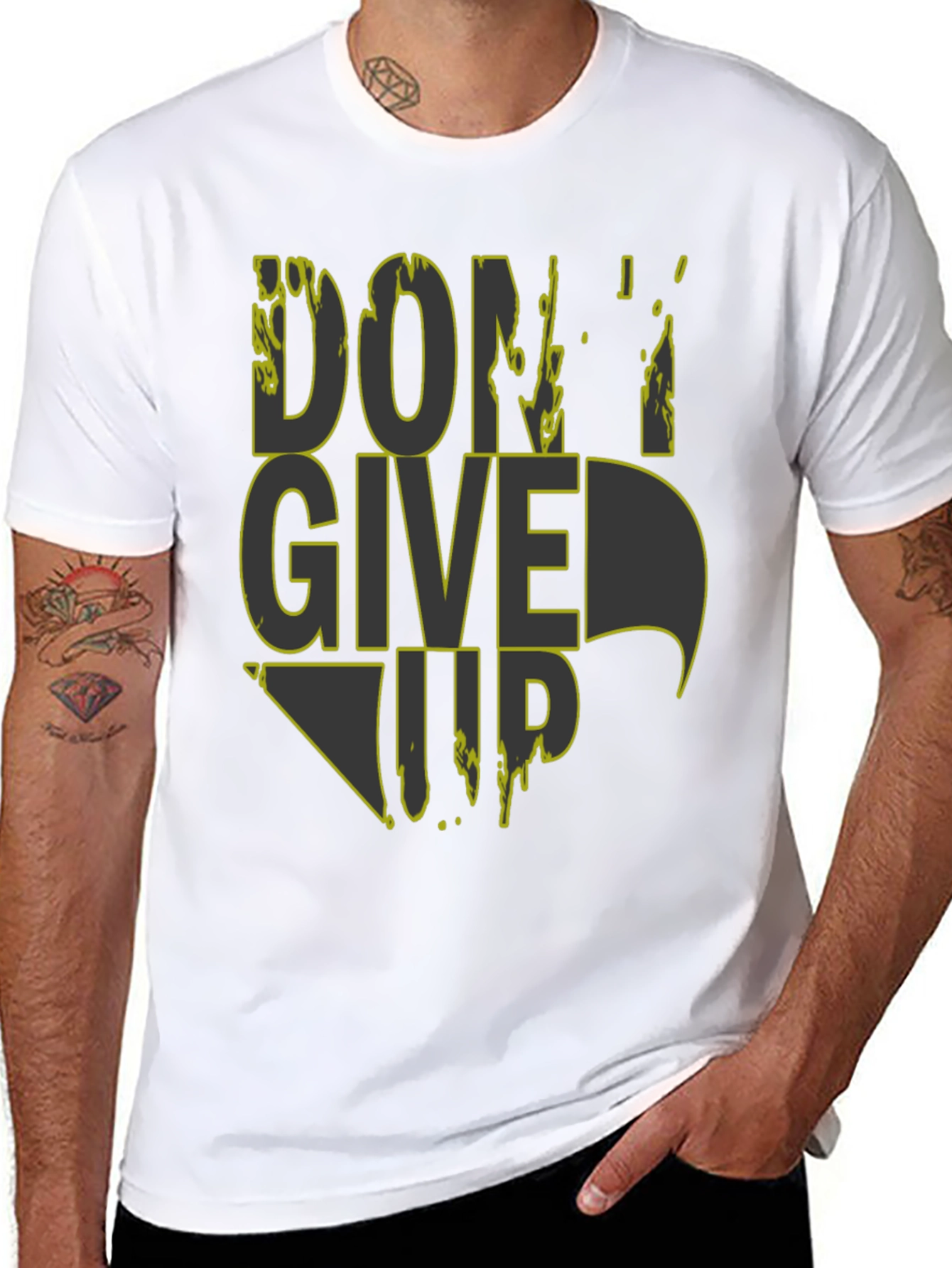 Dont Give Up Graphic Tee - Mens Black T-Shirt