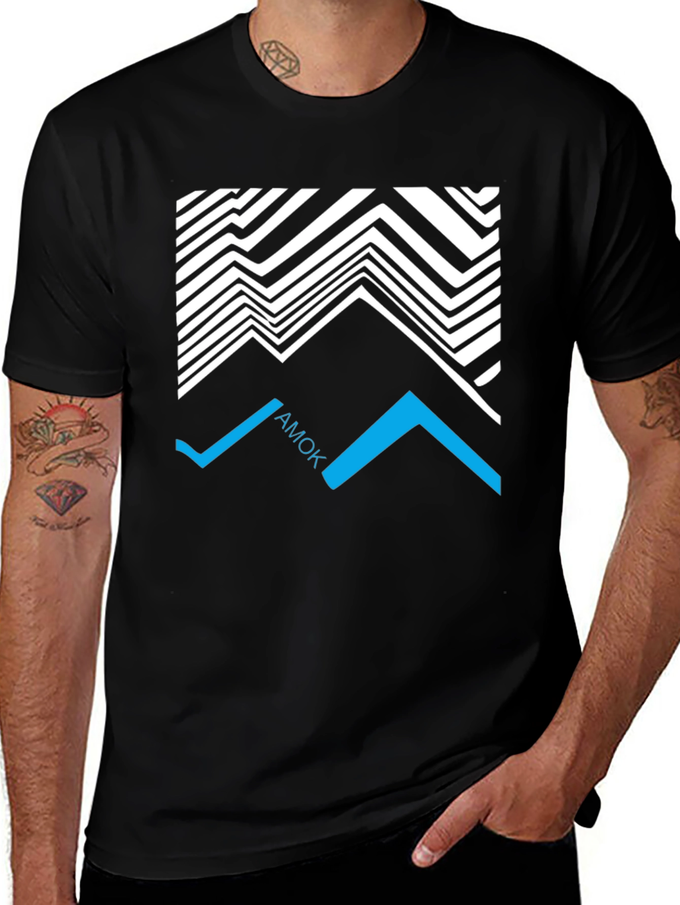 Geometric AMOK Graphic Tee - Black