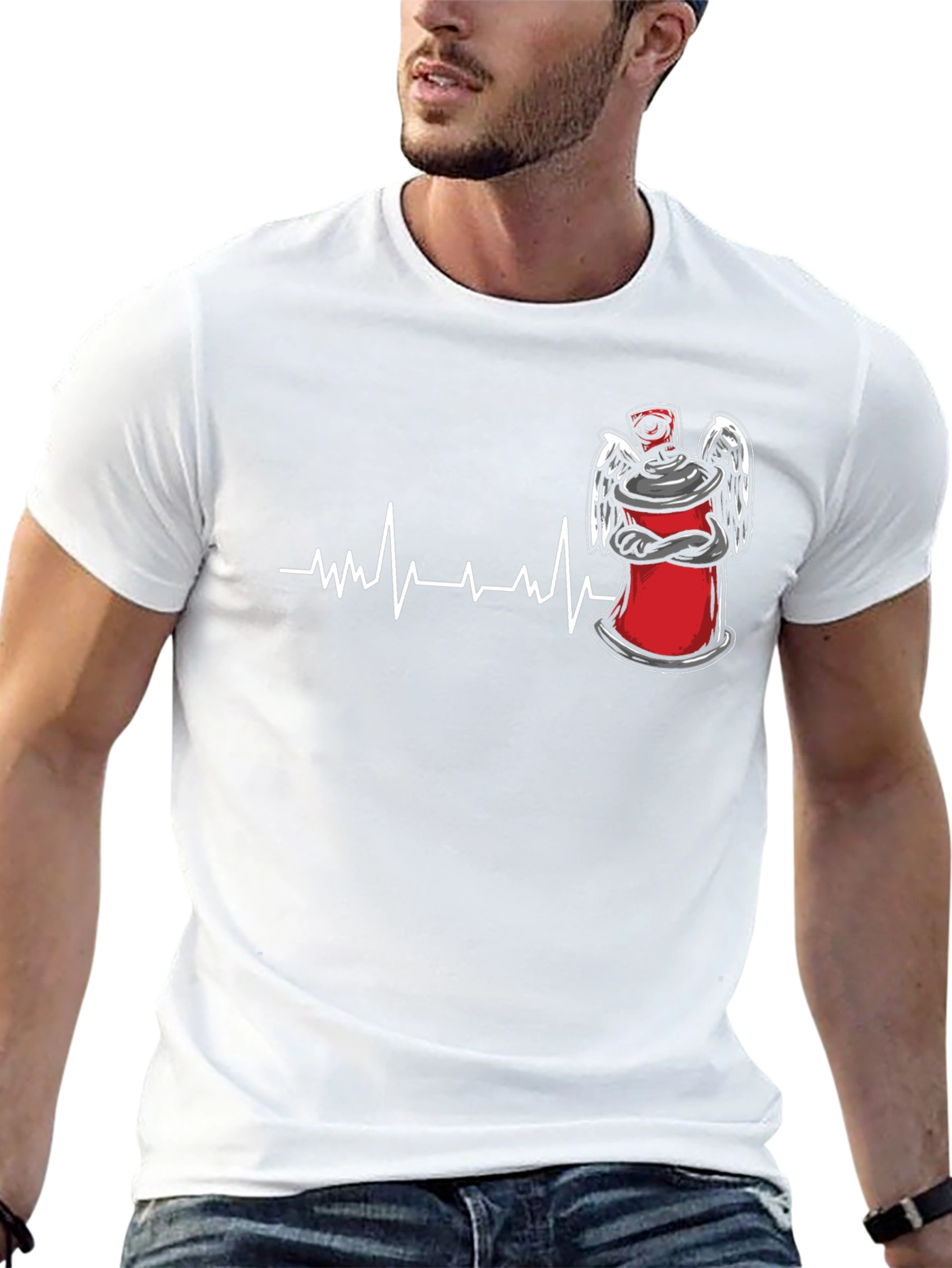 Spray Can Heartbeat Graphic Tee - Street Art Style