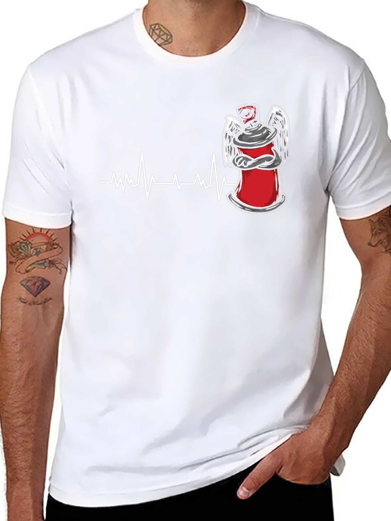 Spray Can Heartbeat Graphic Tee - Street Art Style