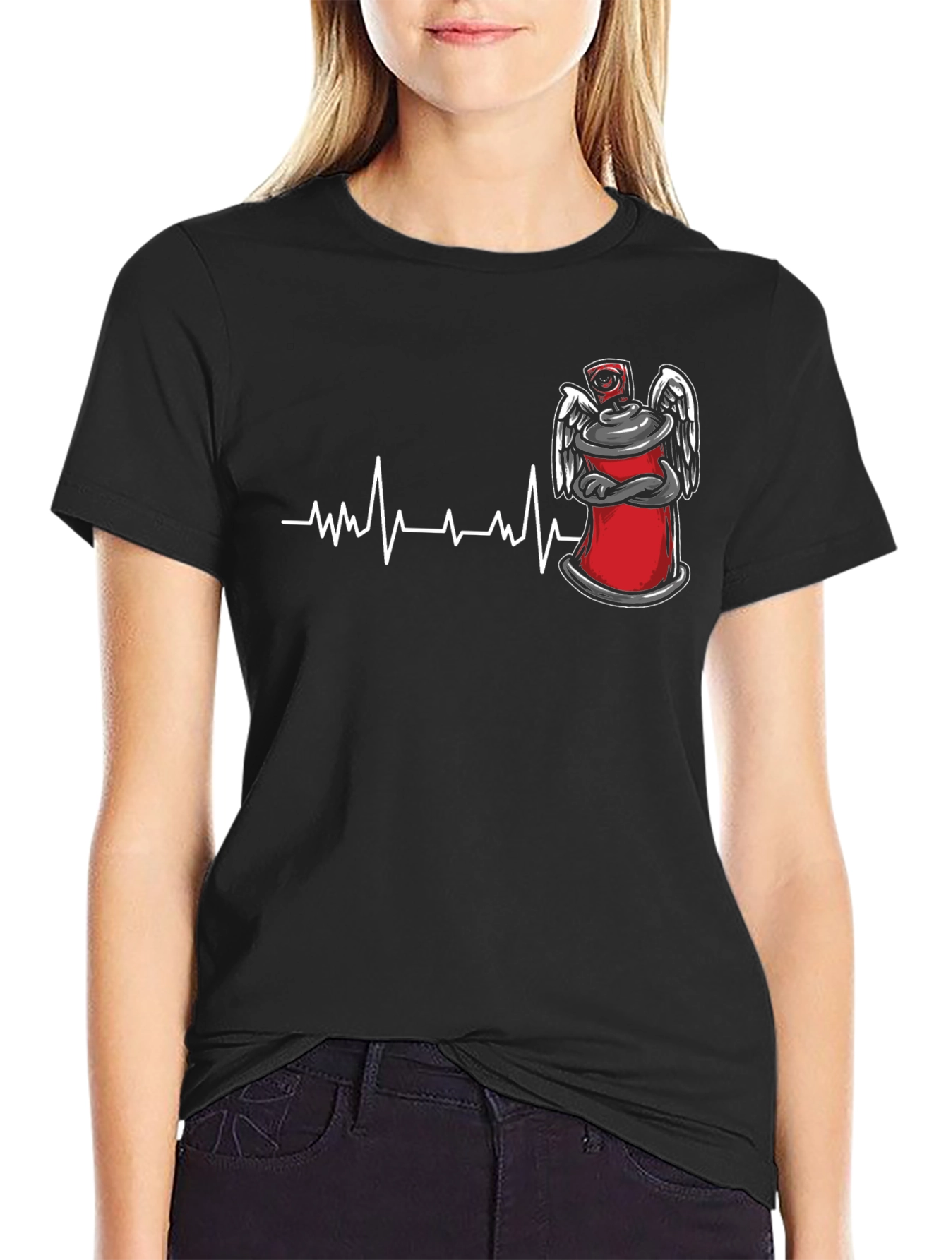 Spray Can Heartbeat Graphic Tee - Street Art Style