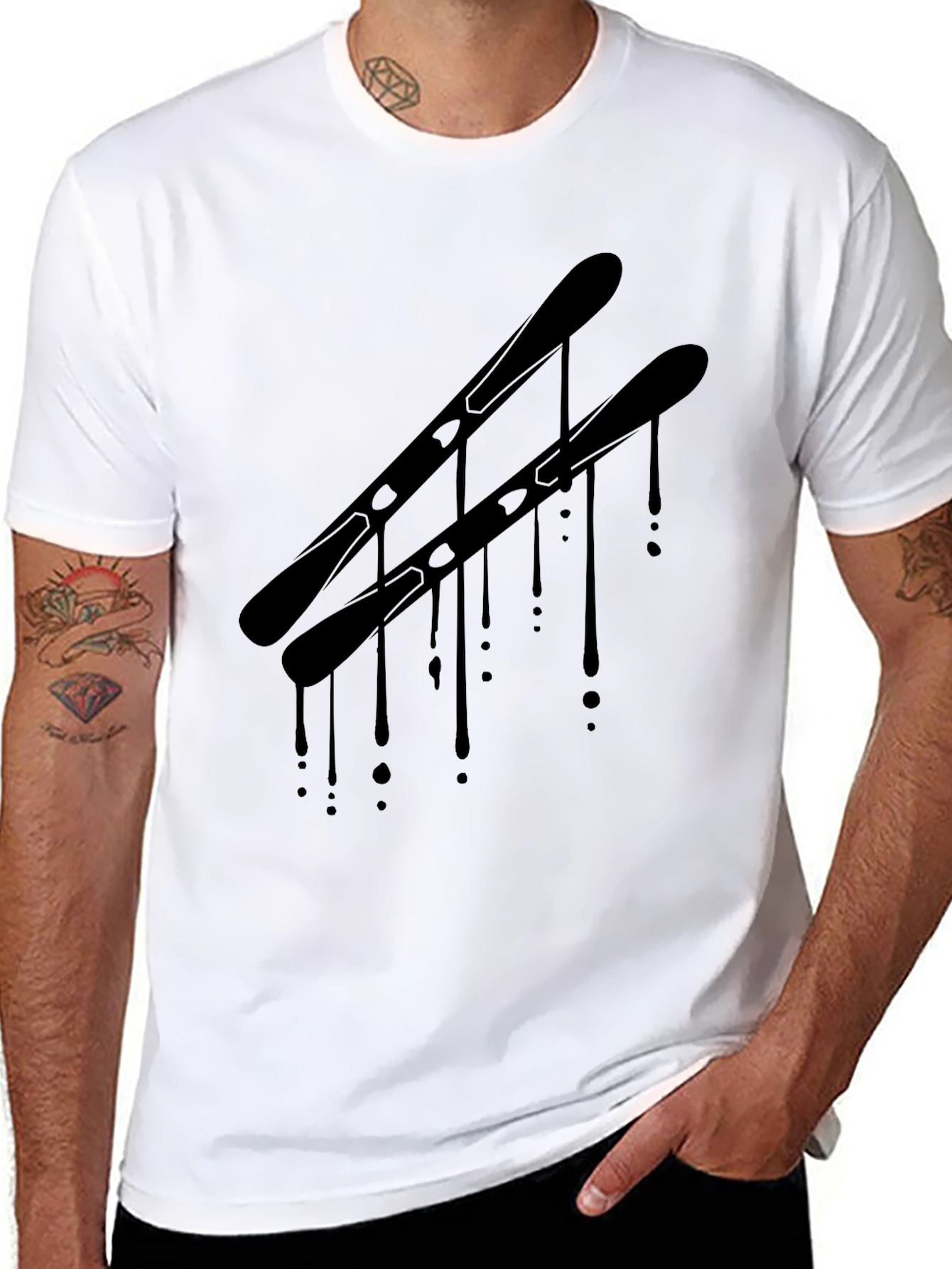 Mens Black Graphic Tee - Ski Drip Design