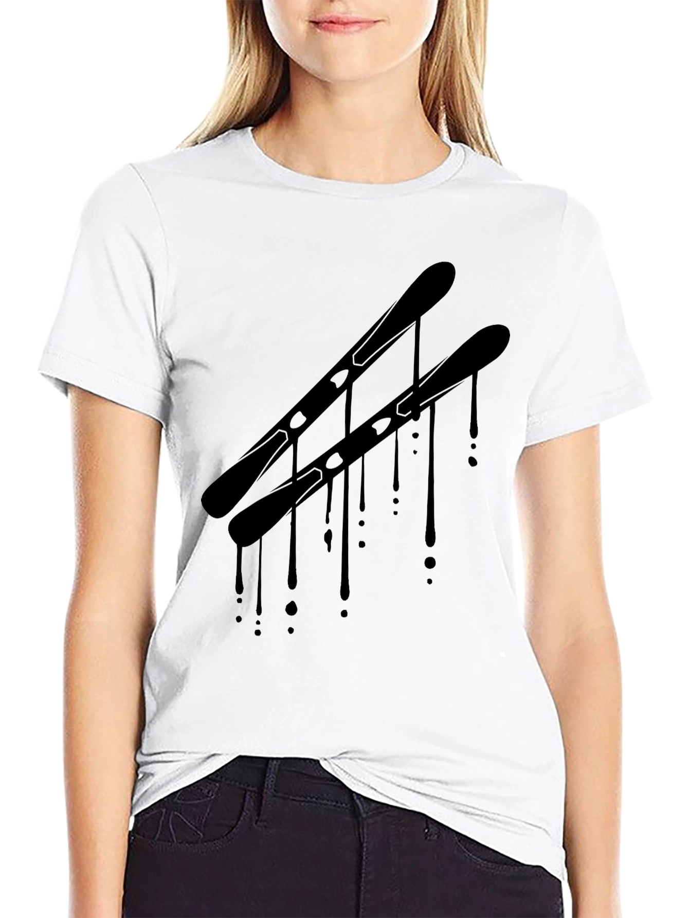 Mens Black Graphic Tee - Ski Drip Design