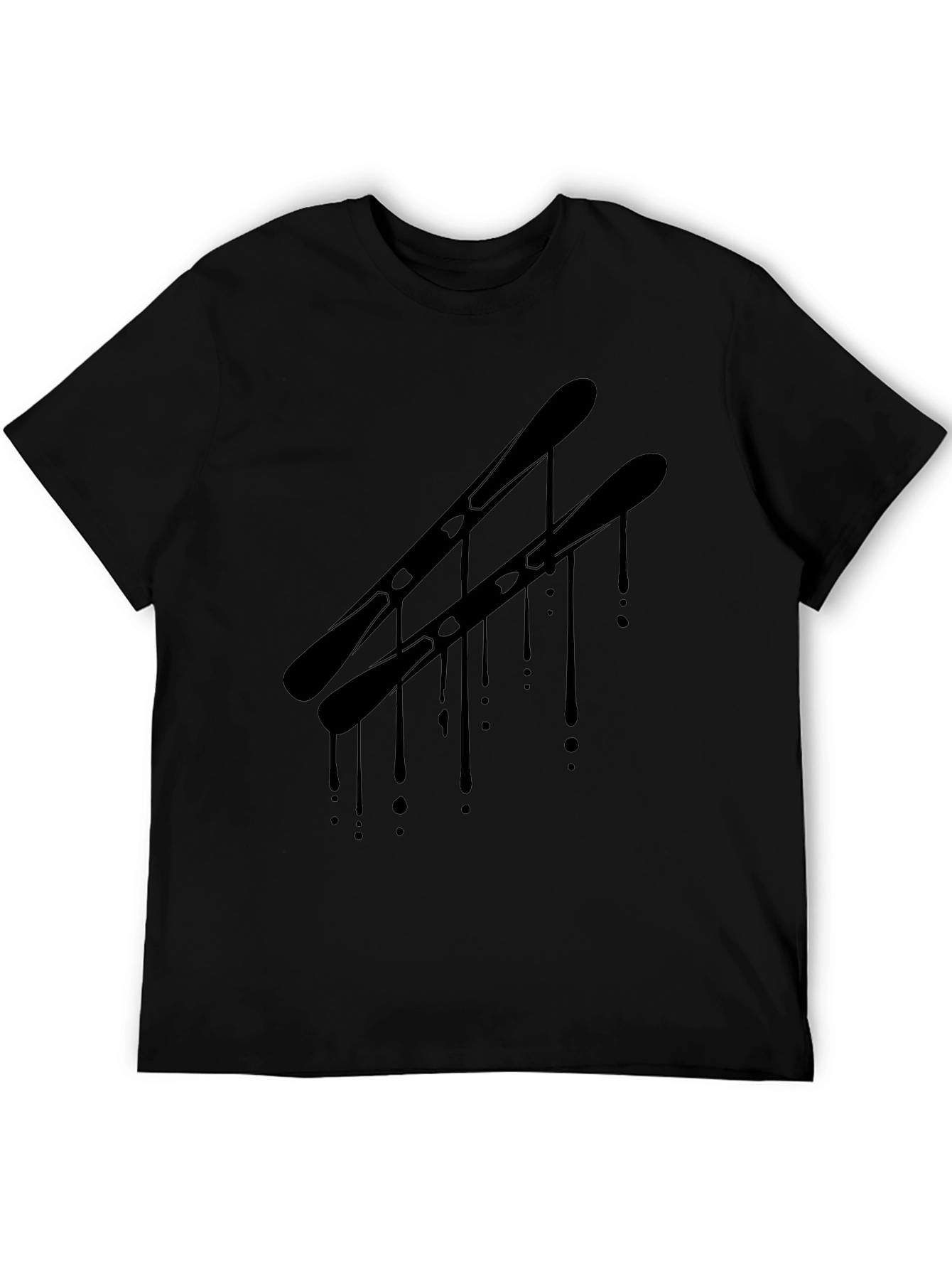 Mens Black Graphic Tee - Ski Drip Design