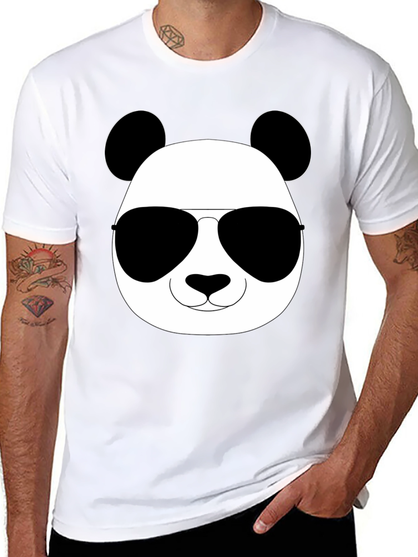 Cool Panda Graphic Tee - Black Cotton Blend