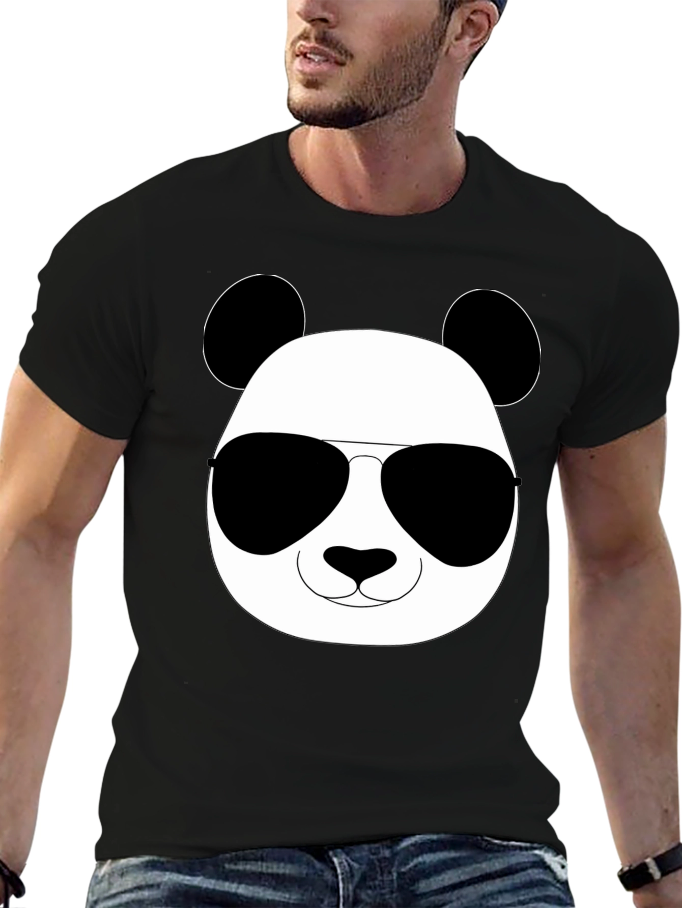 Cool Panda Graphic Tee - Black Cotton Blend