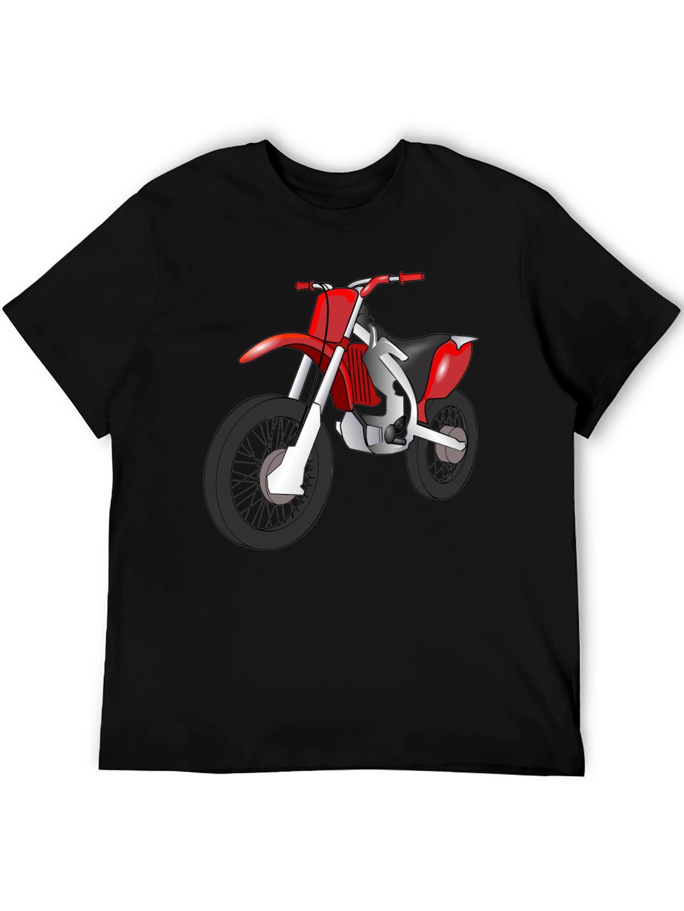 Dirt Bike Graphic Tee - Black Cotton T-Shirt