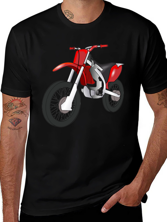 Dirt Bike Graphic Tee - Black Cotton T-Shirt