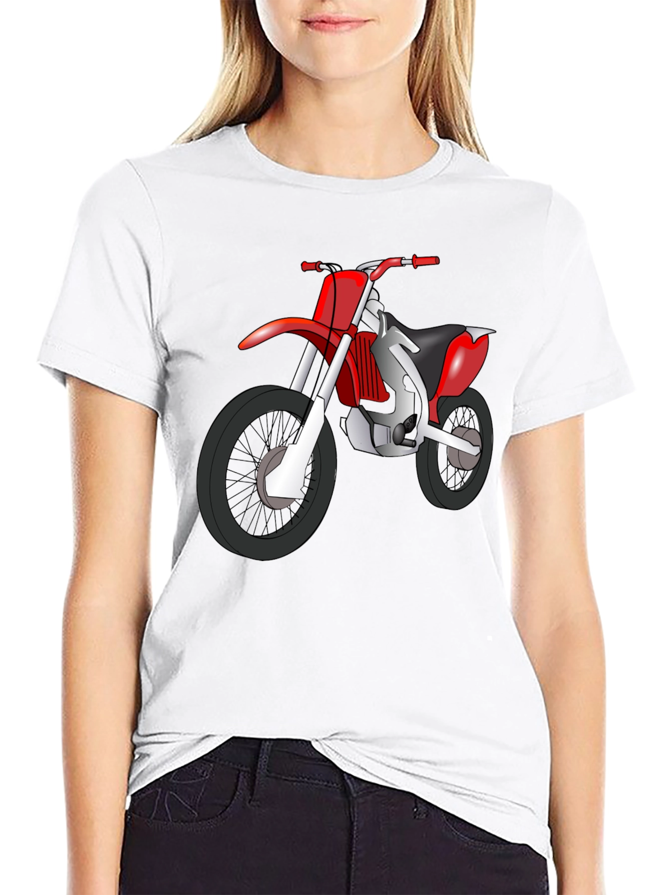 Dirt Bike Graphic Tee - Black Cotton T-Shirt