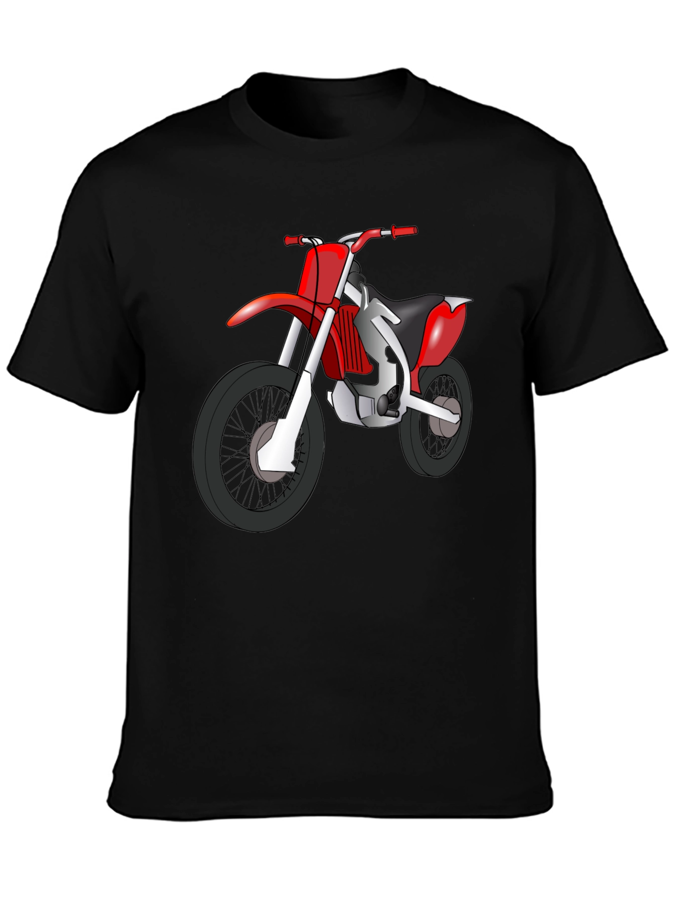 Dirt Bike Graphic Tee - Black Cotton T-Shirt