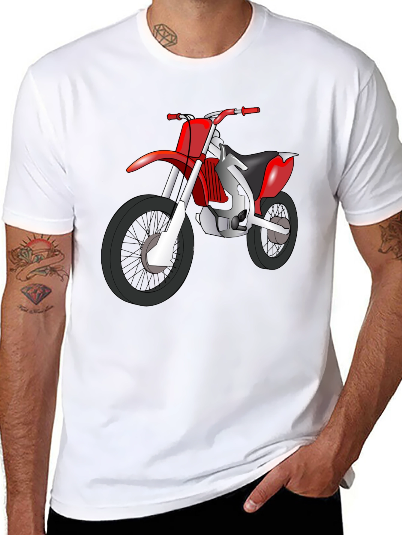 Dirt Bike Graphic Tee - Black Cotton T-Shirt