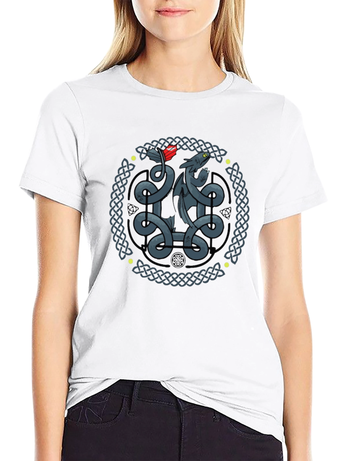 Celtic Dragon Knot Graphic T-Shirt - Black