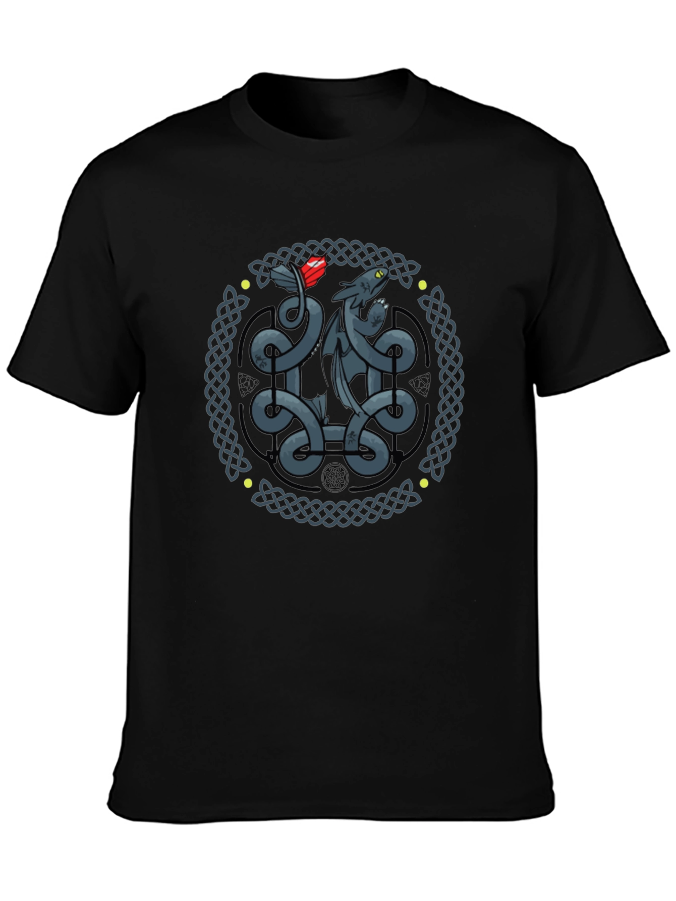 Celtic Dragon Knot Graphic T-Shirt - Black