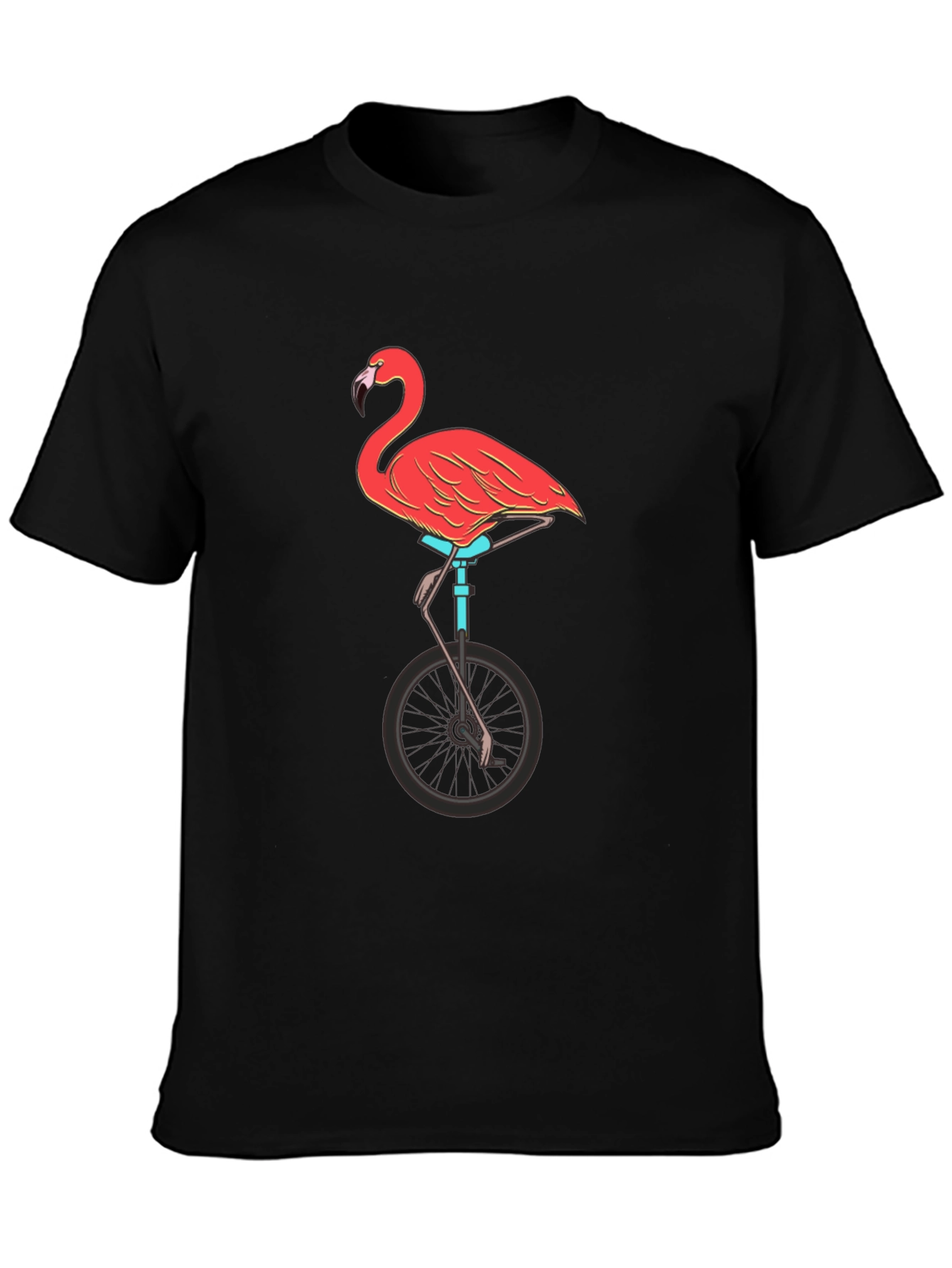 Flamingo on Unicycle Graphic Tee - Funky Unisex T-Shirt