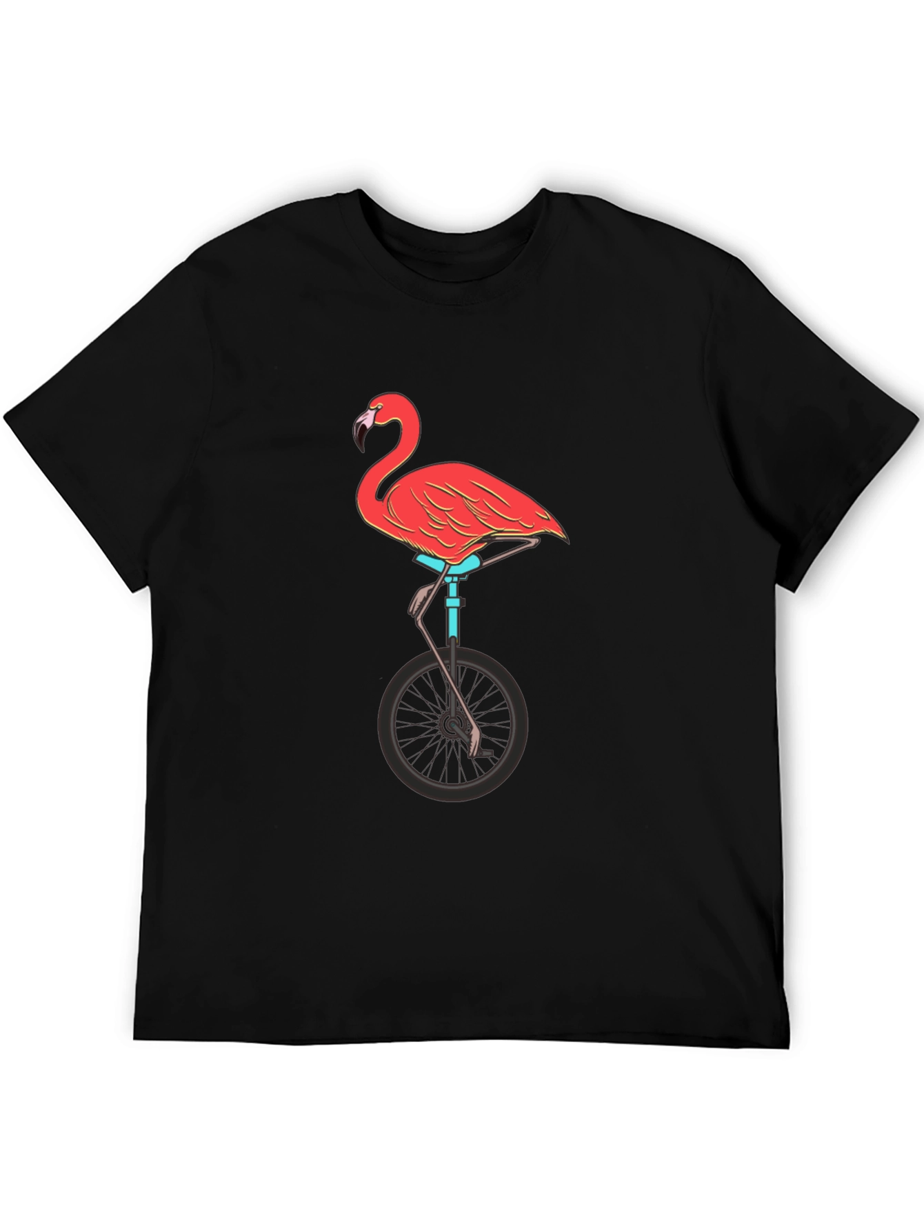 Flamingo on Unicycle Graphic Tee - Funky Unisex T-Shirt