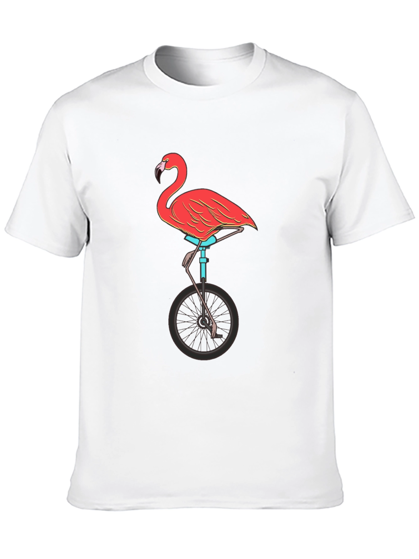 Flamingo on Unicycle Graphic Tee - Funky Unisex T-Shirt