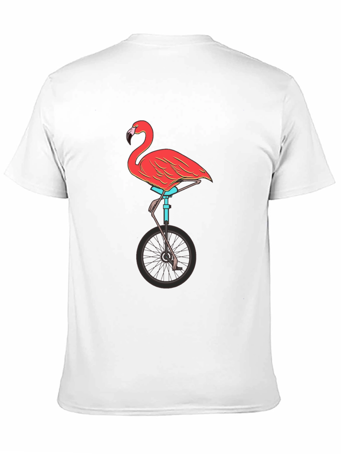 Flamingo on Unicycle Graphic Tee - Funky Unisex T-Shirt