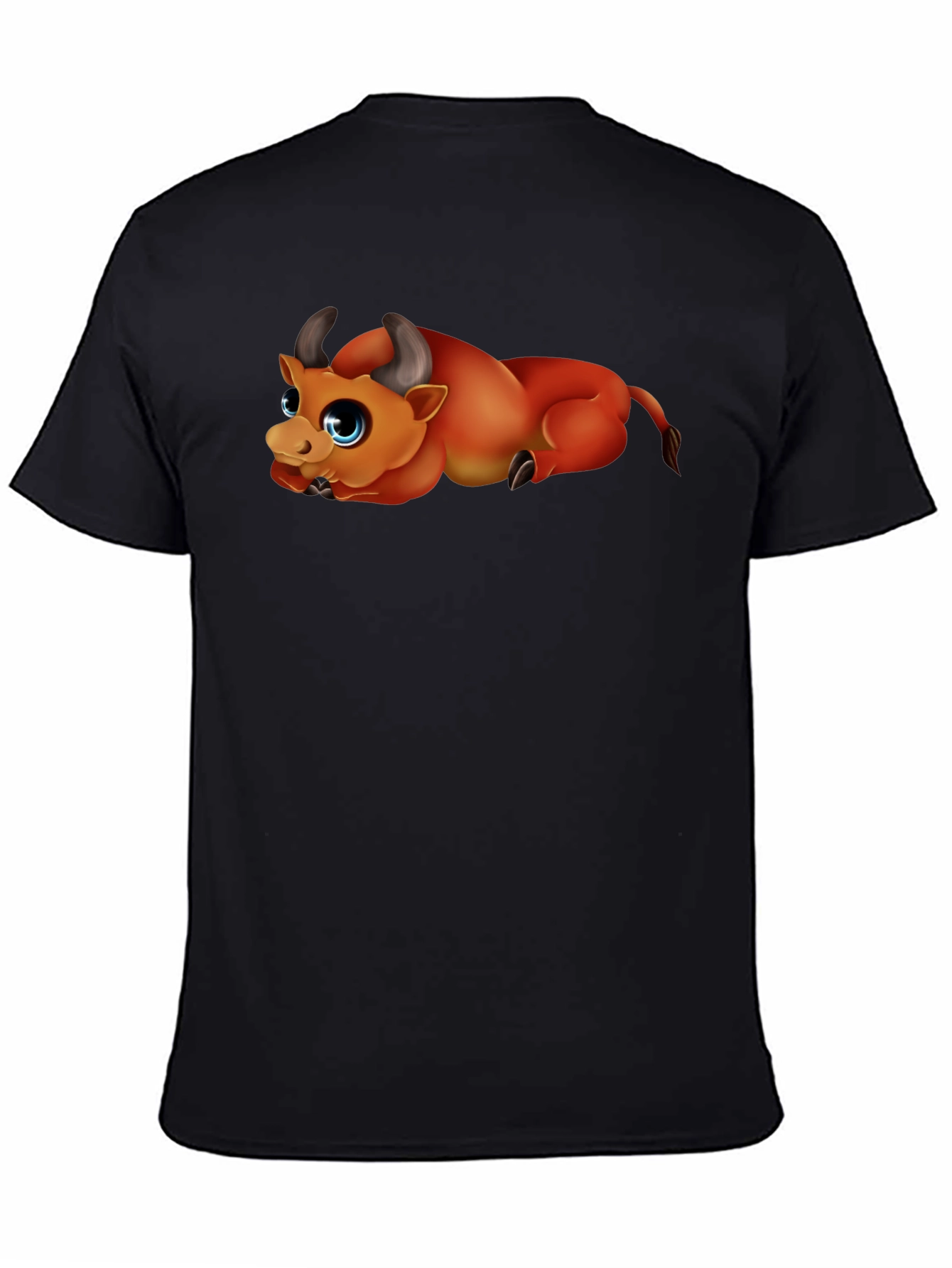 Cute Bull Graphic Black T-Shirt