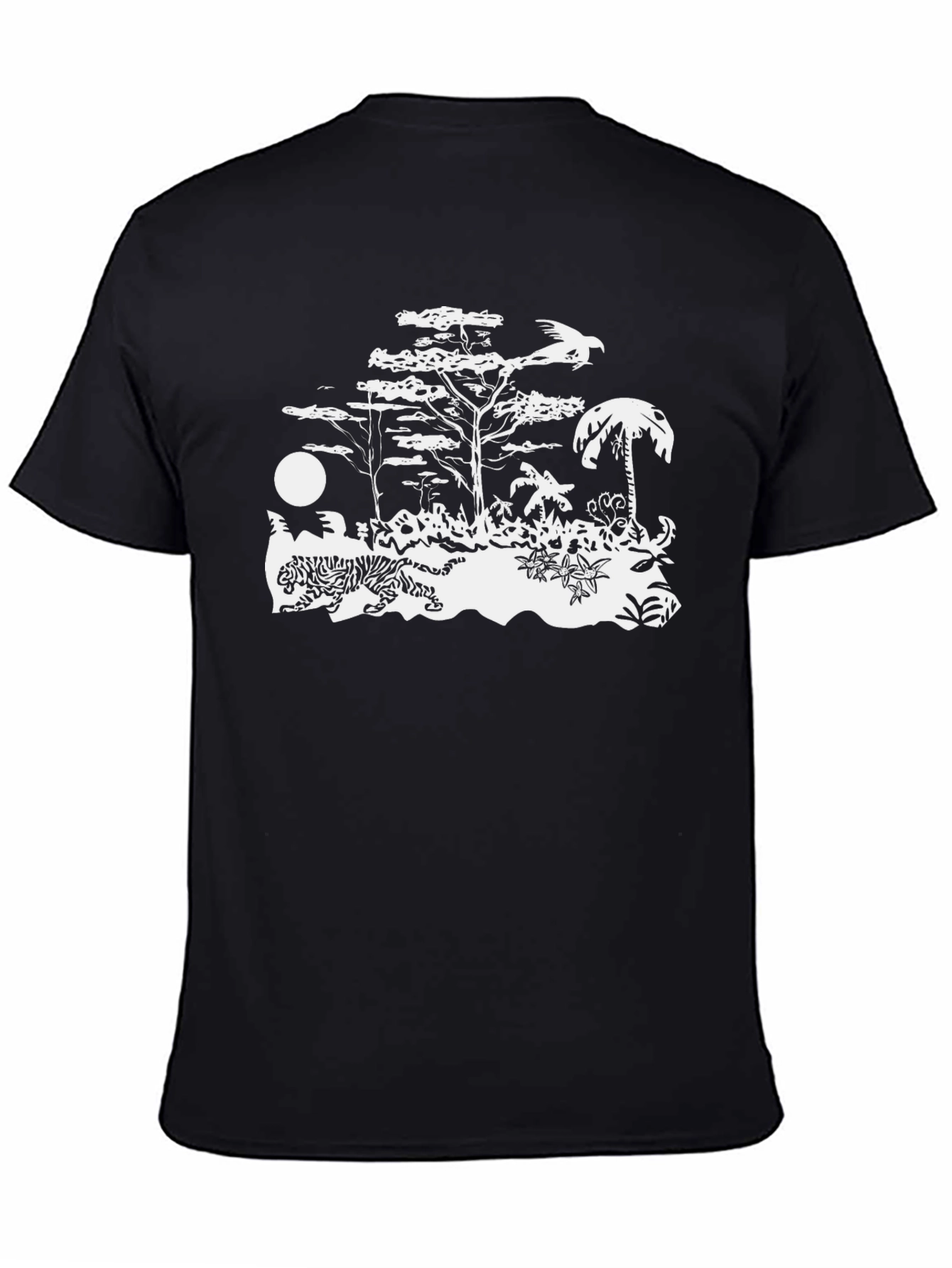 Black T-Shirt w/ Tropical Graphic